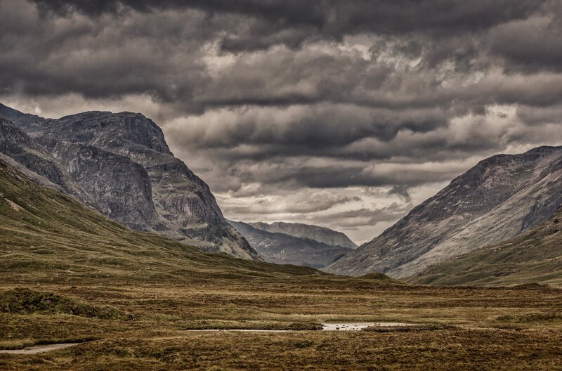 dramatic mountain valley landscape