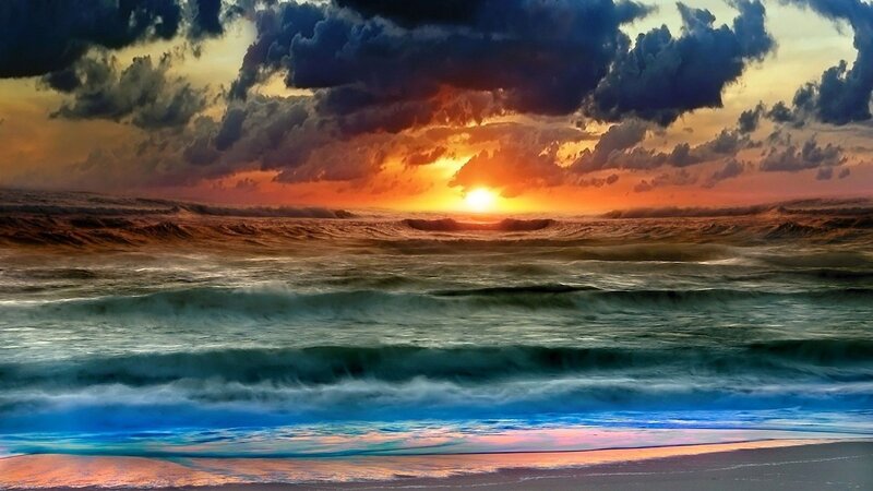 dramatic ocean sunset