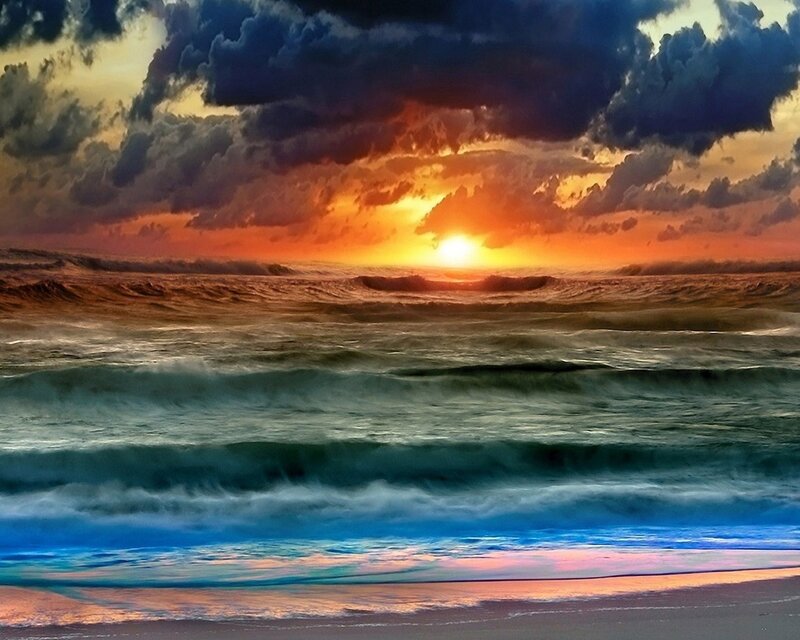 Dramatic ocean sunset