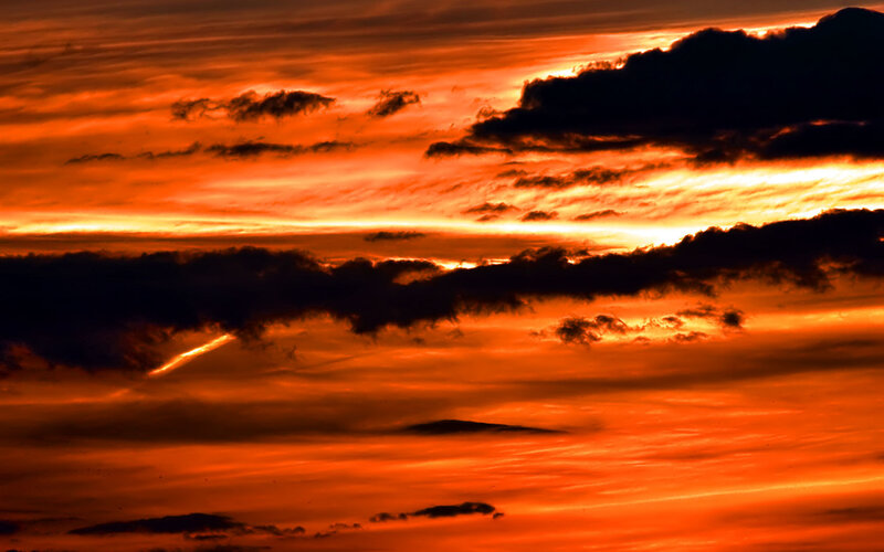 dramatic orange sunset sky