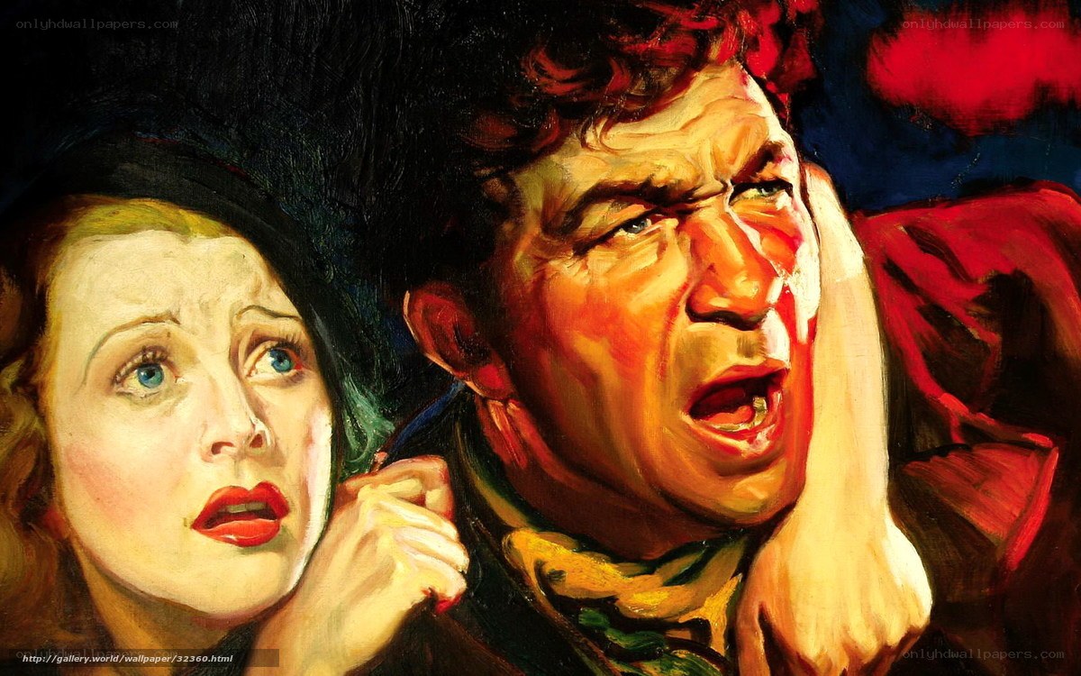 dramatic painting of distressed couple