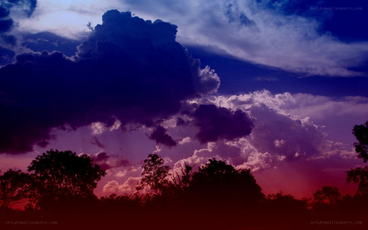 dramatic purple sky at dusk