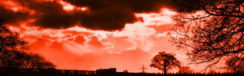 dramatic red sky at dusk