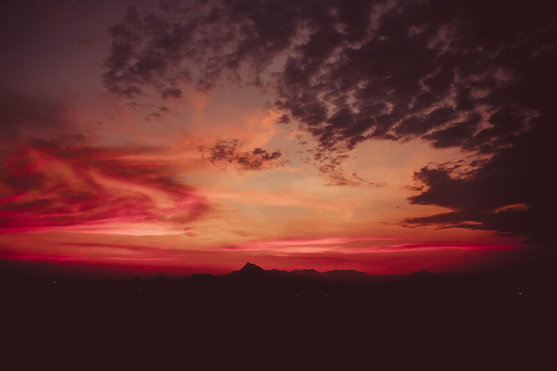 dramatic red sunset sky