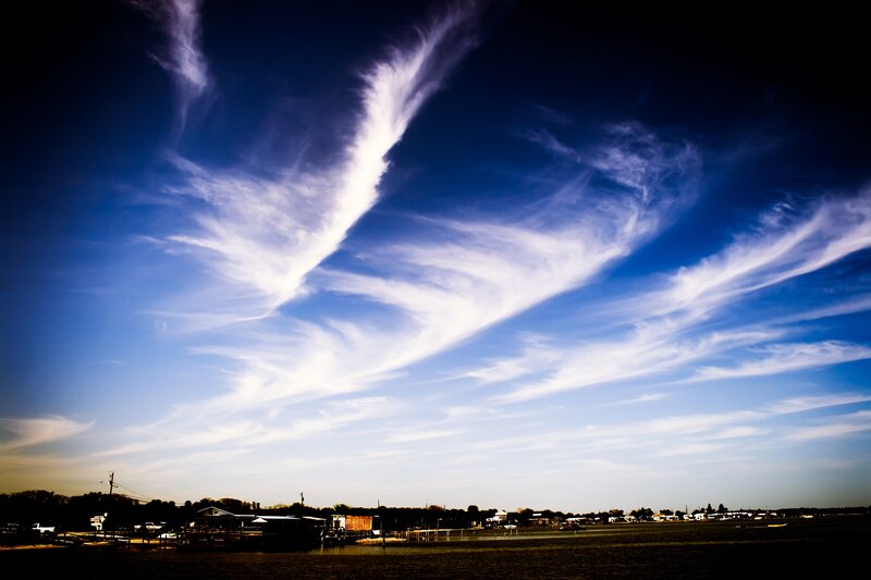 Dramatic sky over a coastal town
