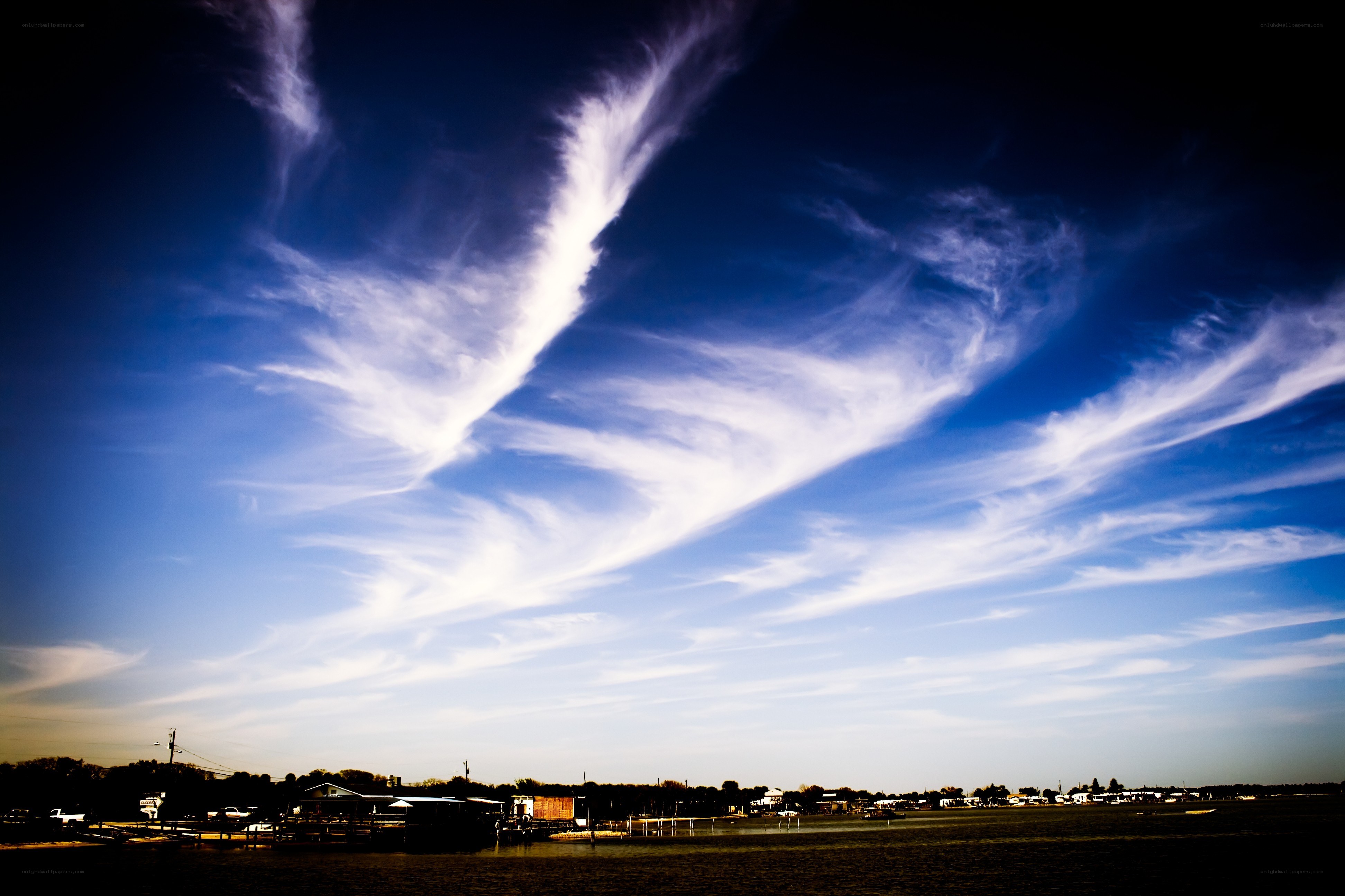 Dramatic sky over a coastal town