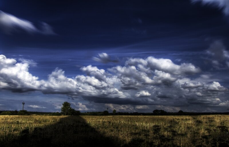 Dramatic sky over a field