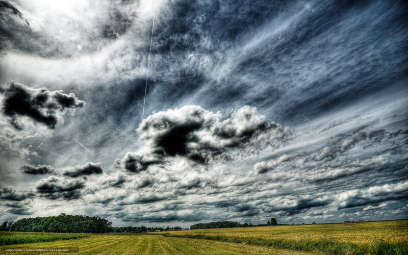 Dramatic sky over a field