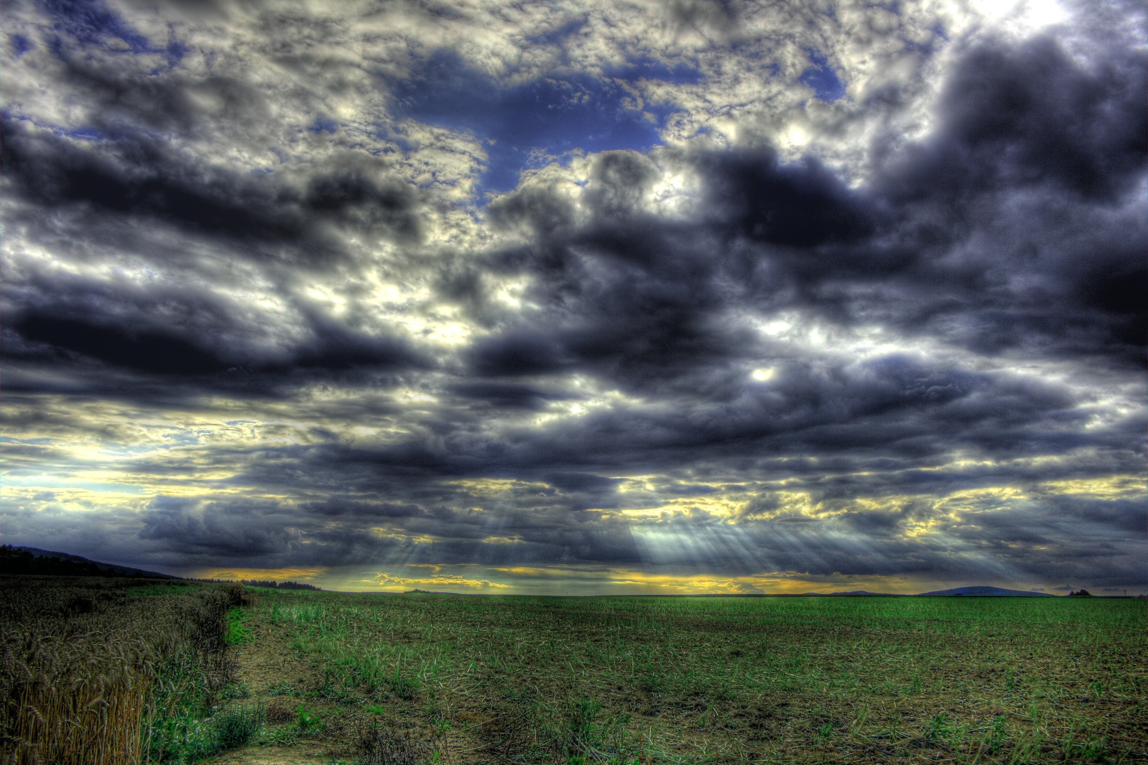 Dramatic sky over a field