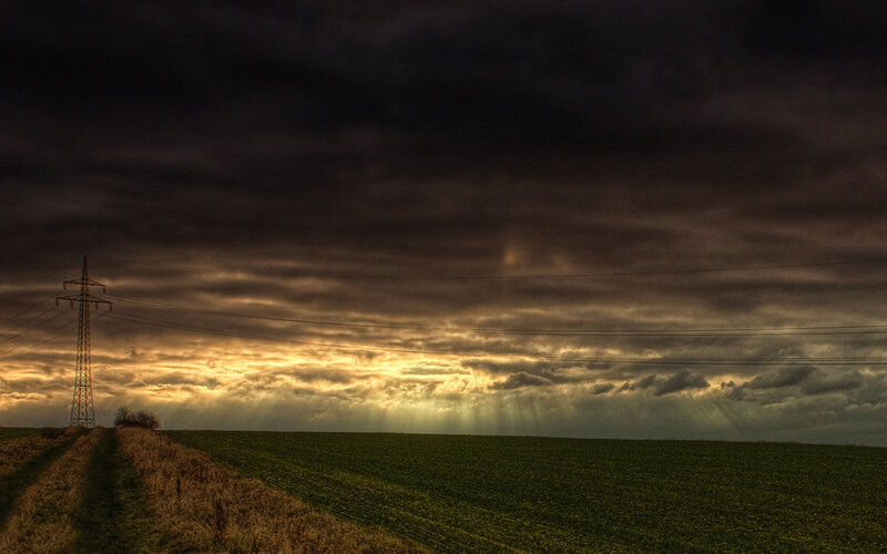 Dramatic sky over a field