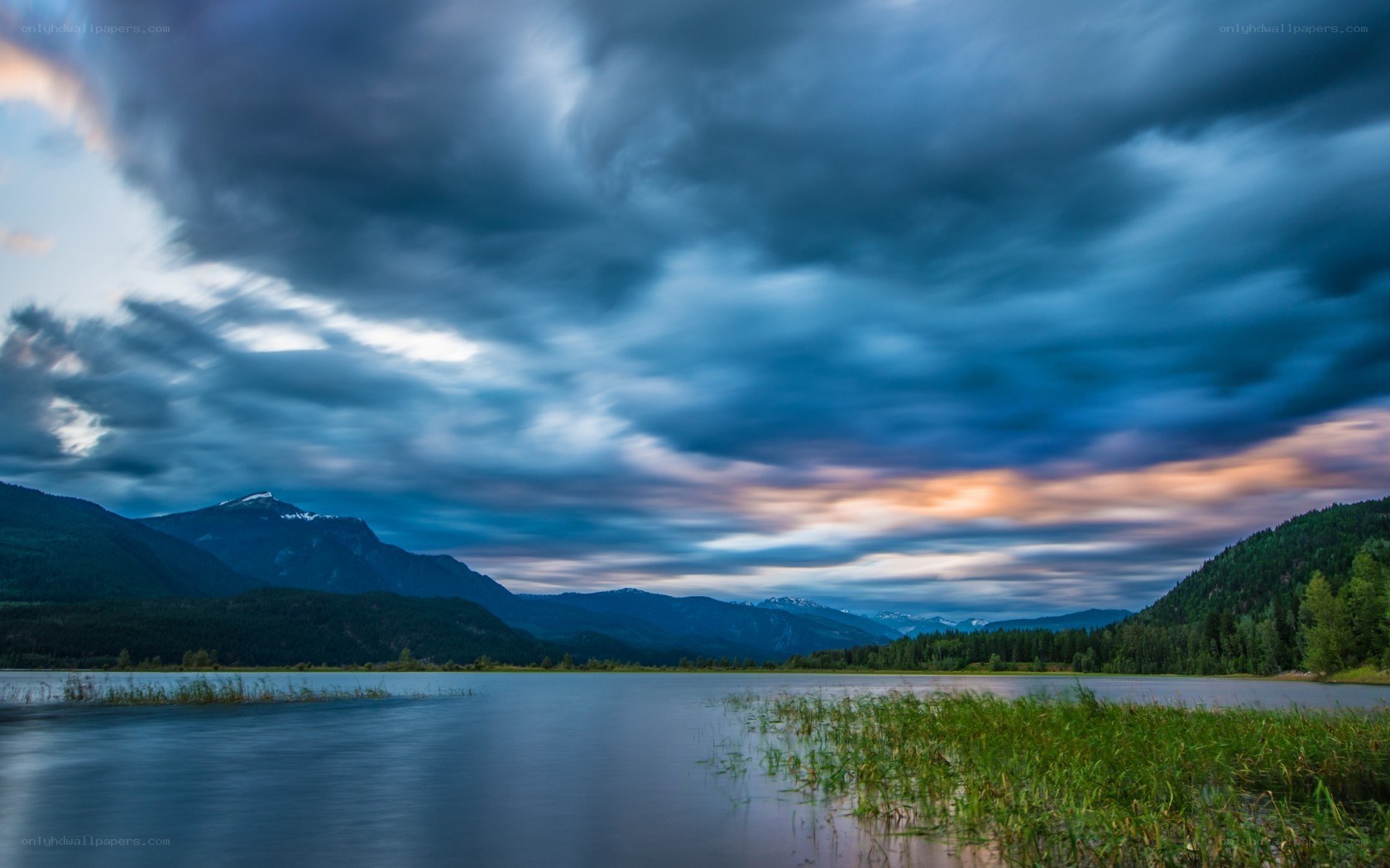 Dramatic sky over a lake