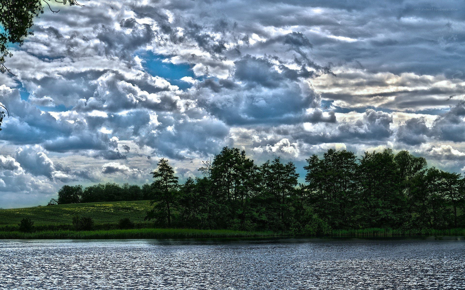 Dramatic sky over a lake