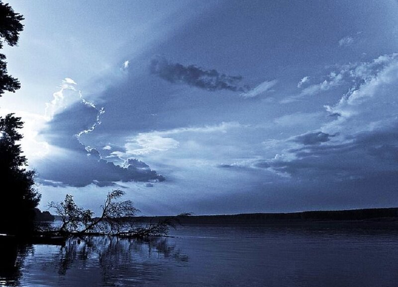 Dramatic sky over a lake