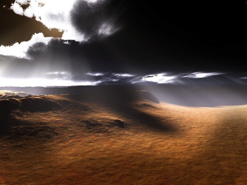 Dramatic sky over barren landscape