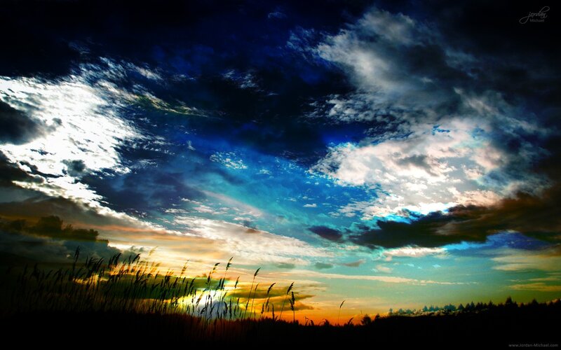 dramatic sky over field