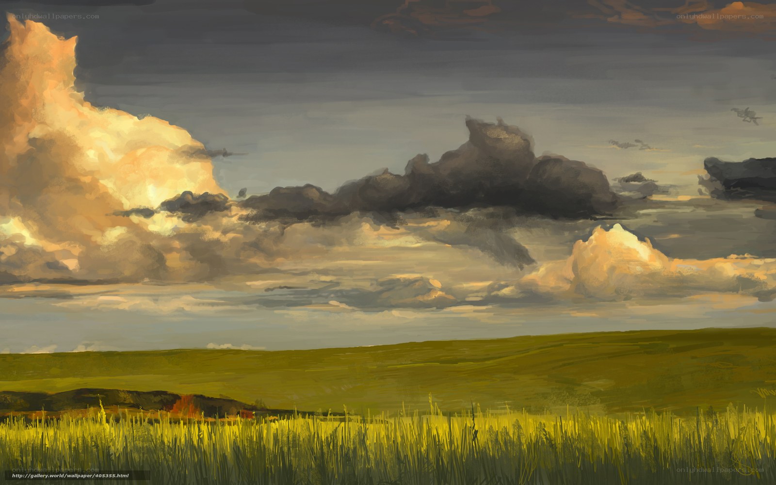 Dramatic Sky Over Green Fields
