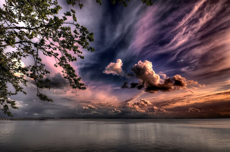 Dramatic Sky over Lake — Purple