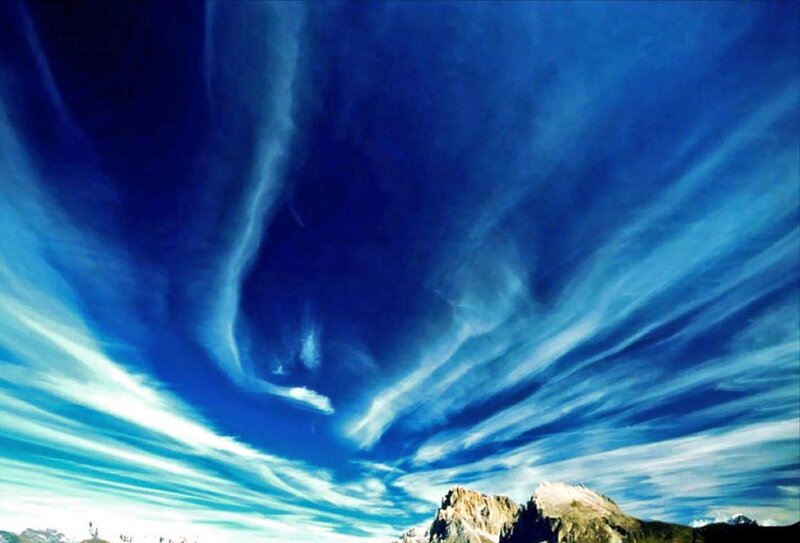 dramatic sky over mountains