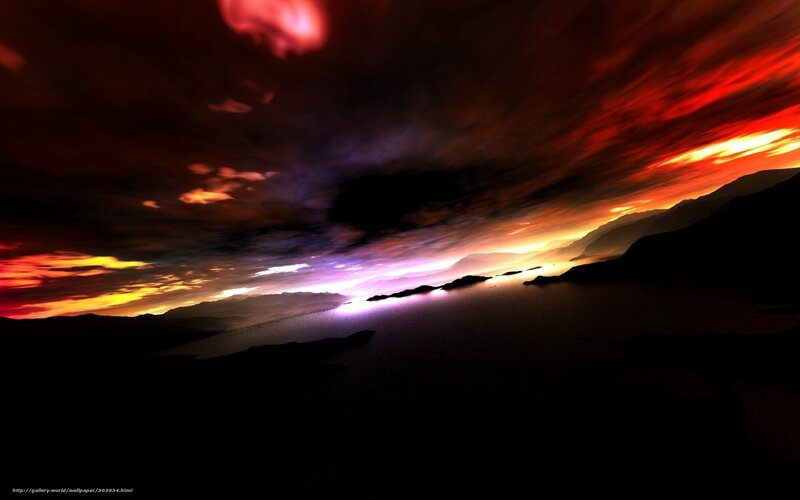 Dramatic Sky over Water — Red, Sunset