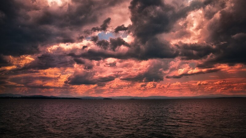 Dramatic Sky over Water — Red