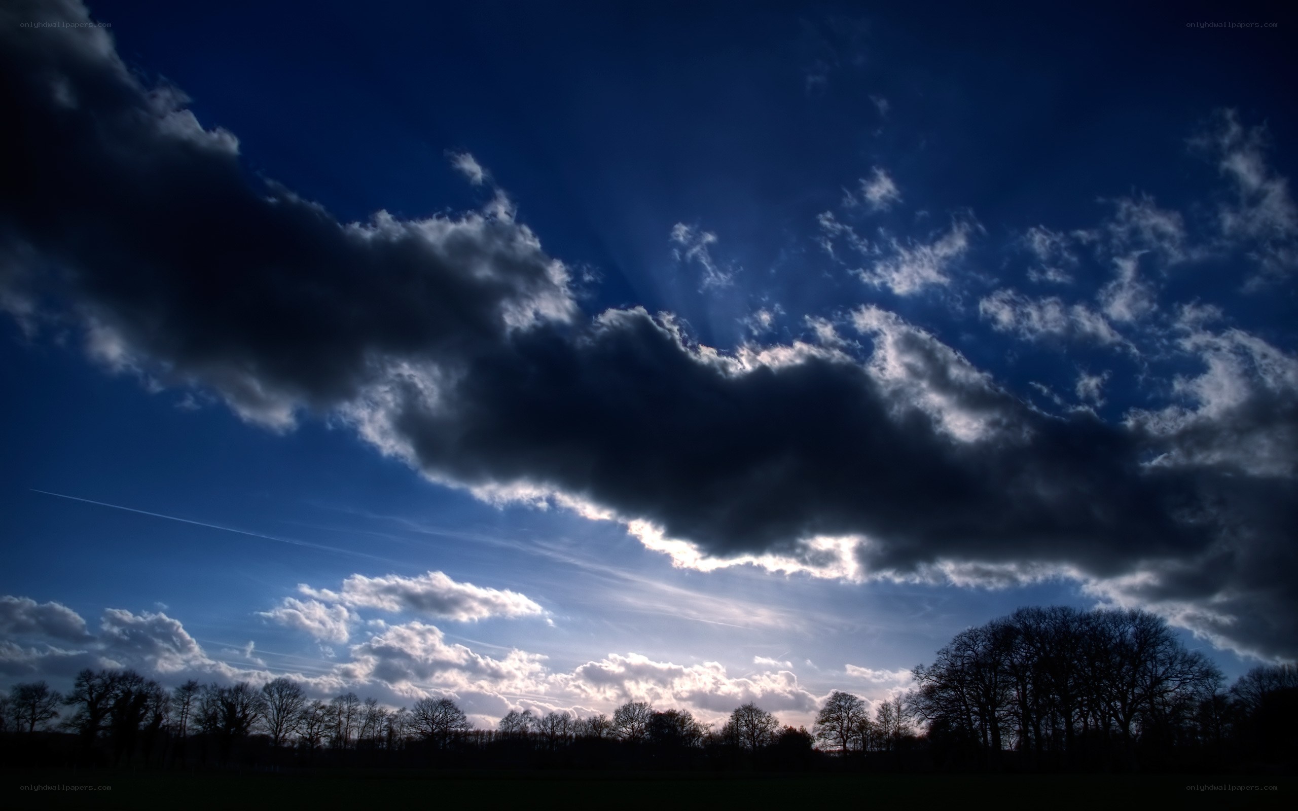 Dramatic sky with dark clouds