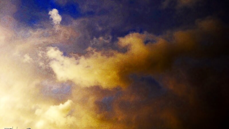 dramatic sky with golden clouds