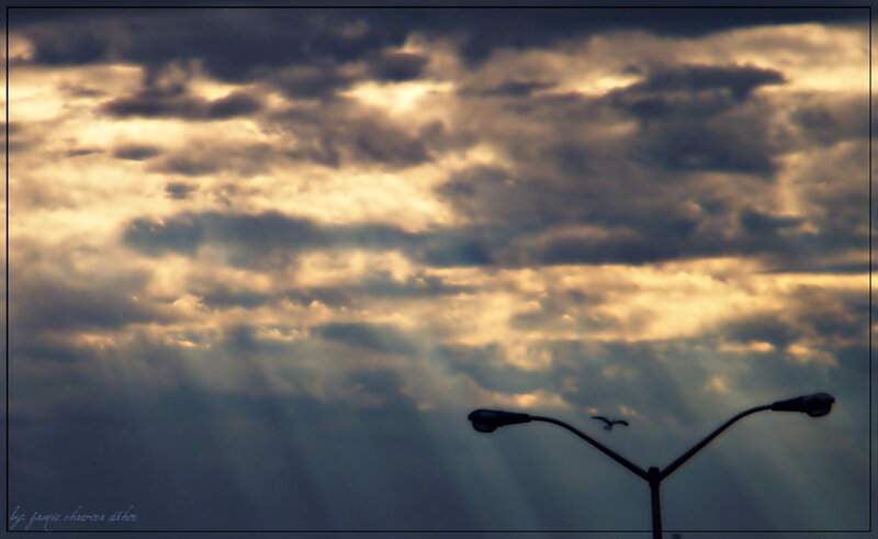 dramatic sky with streetlight