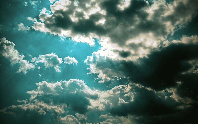 Dramatic sky with sunbeams