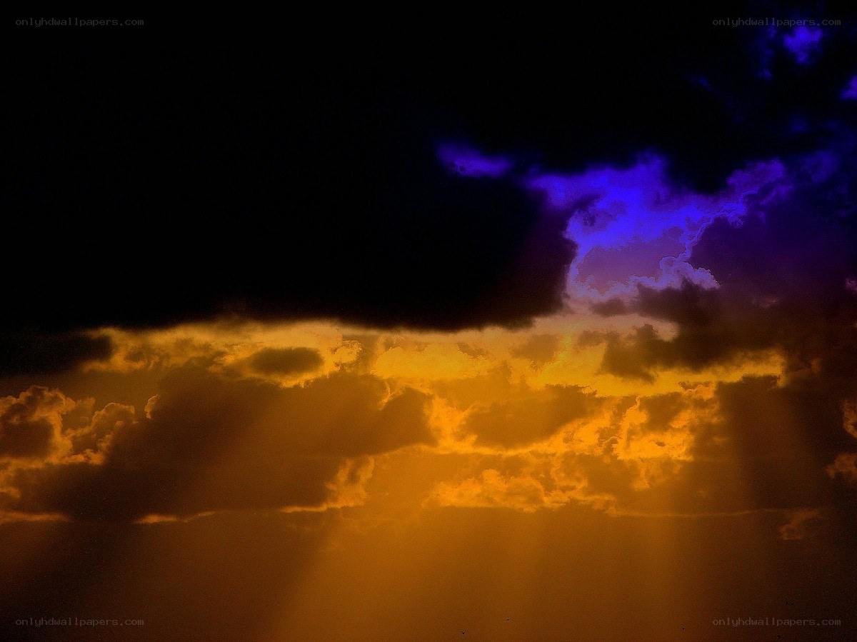dramatic sky with sunbeams
