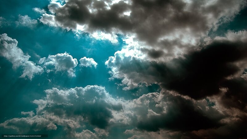 dramatic sky with sunbeams