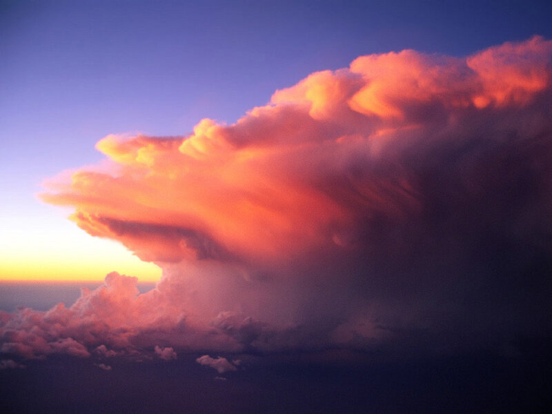 Dramatic storm cloud at sunset