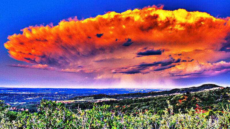 Dramatic storm cloud over landscape