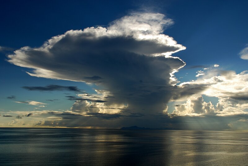 Dramatic storm cloud over ocean