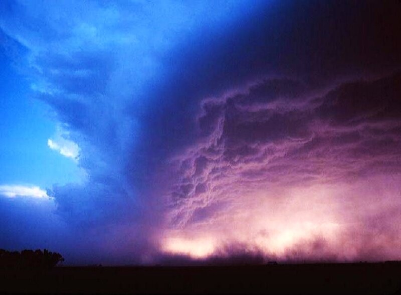 Dramatic storm clouds at dusk