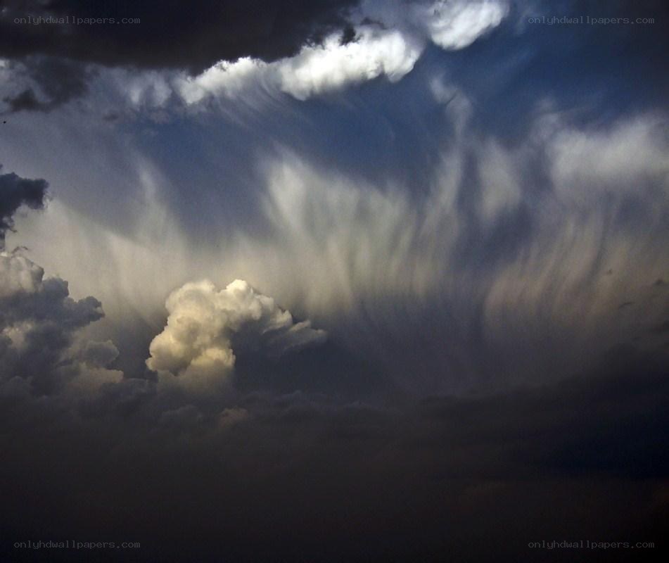 Dramatic storm clouds at dusk