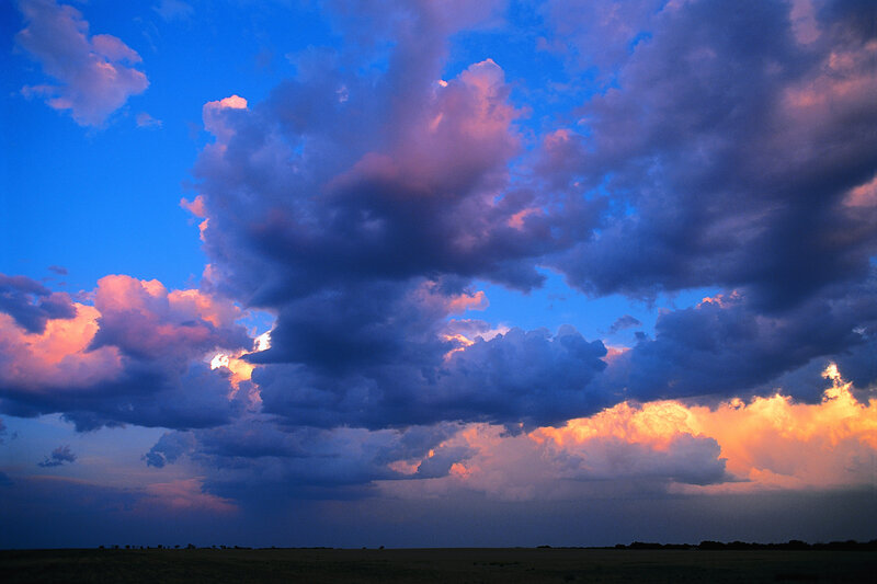 Dramatic storm clouds at dusk
