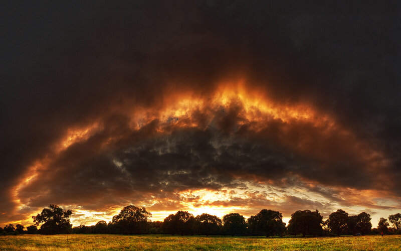 Dramatic storm clouds at sunset
