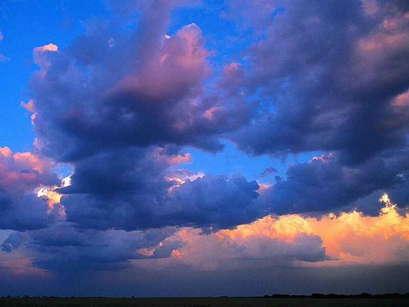 Dramatic storm clouds at sunset