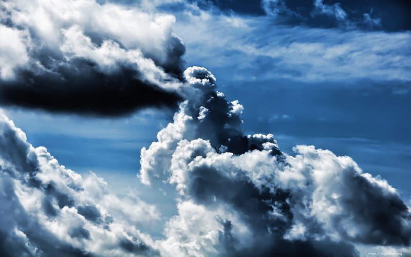 Dramatic Storm Clouds — Blue, Photograph, Sky, White