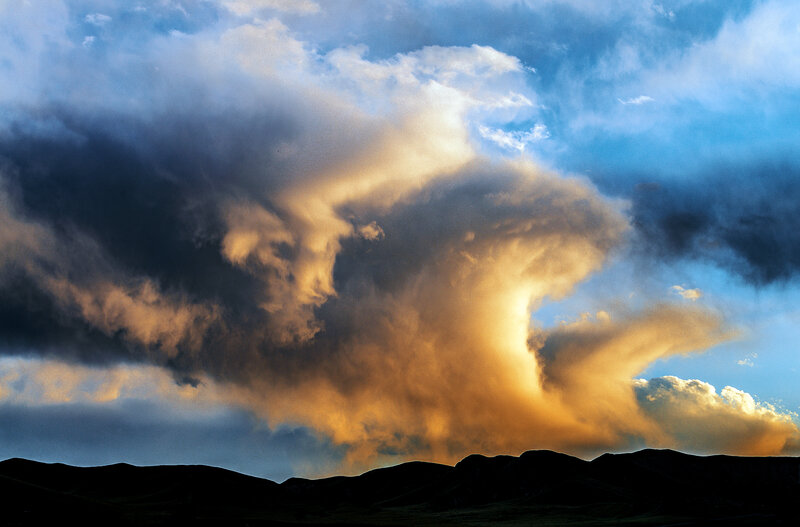 Dramatic Storm Clouds — Blue, Sunset, Photograph, Mountains