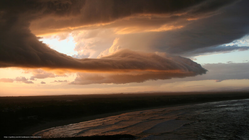 Dramatic Storm Clouds — Orange, Sunset, Photograph, Beach