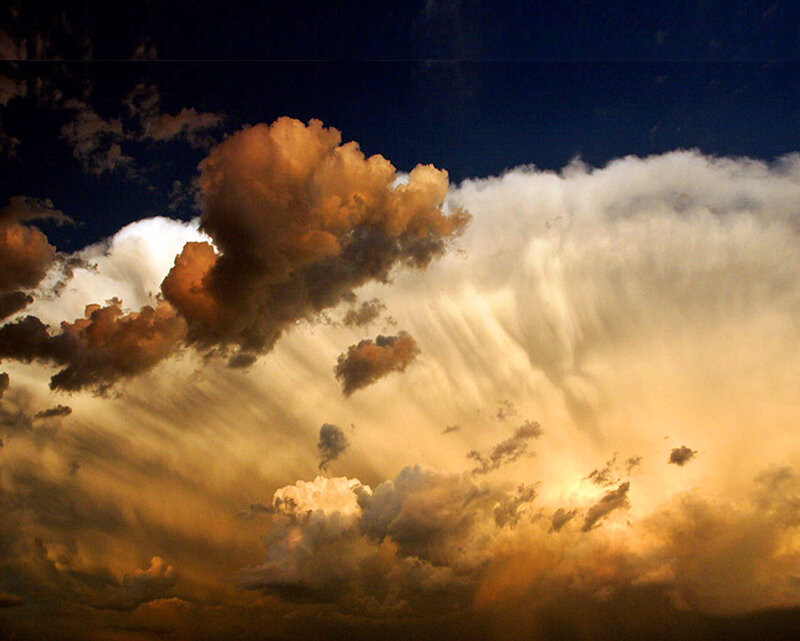 Dramatic Storm Clouds — Orange, Sunset, Photograph
