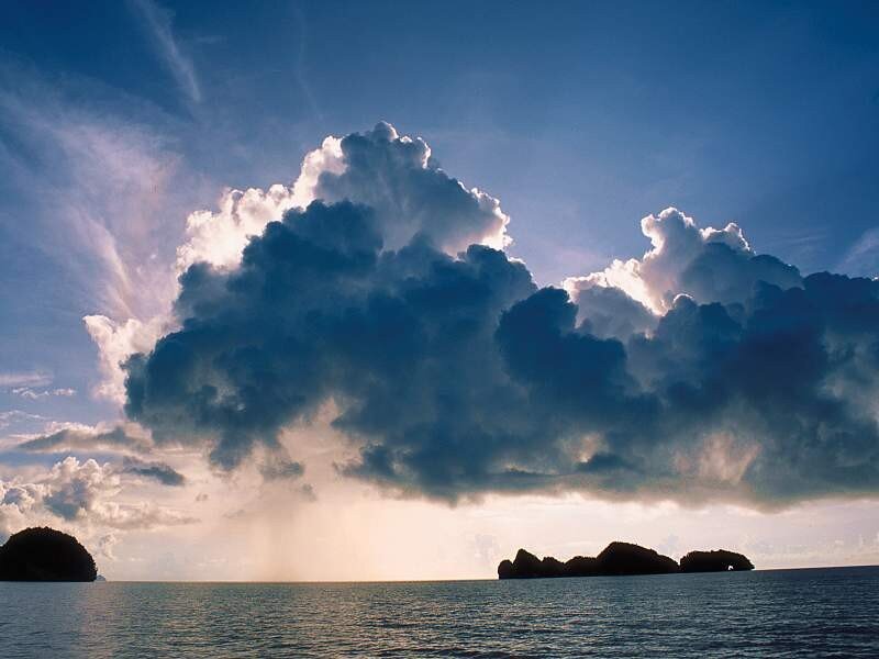 Dramatic storm clouds over the sea