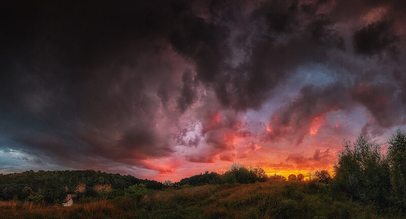 Dramatic Storm Clouds — Red, Sunset