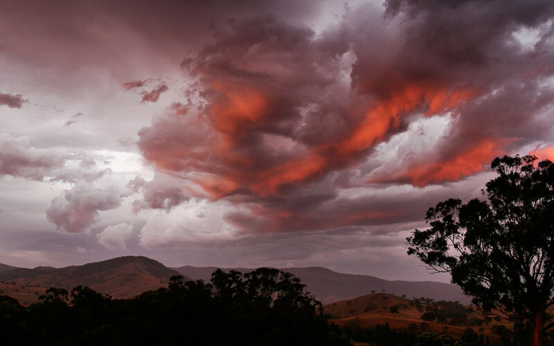 Dramatic Storm Clouds — Red