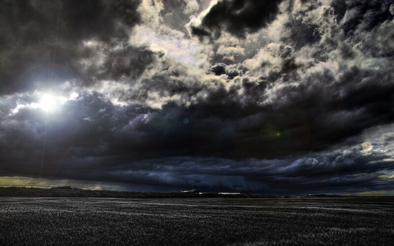 Dramatic storm over a field