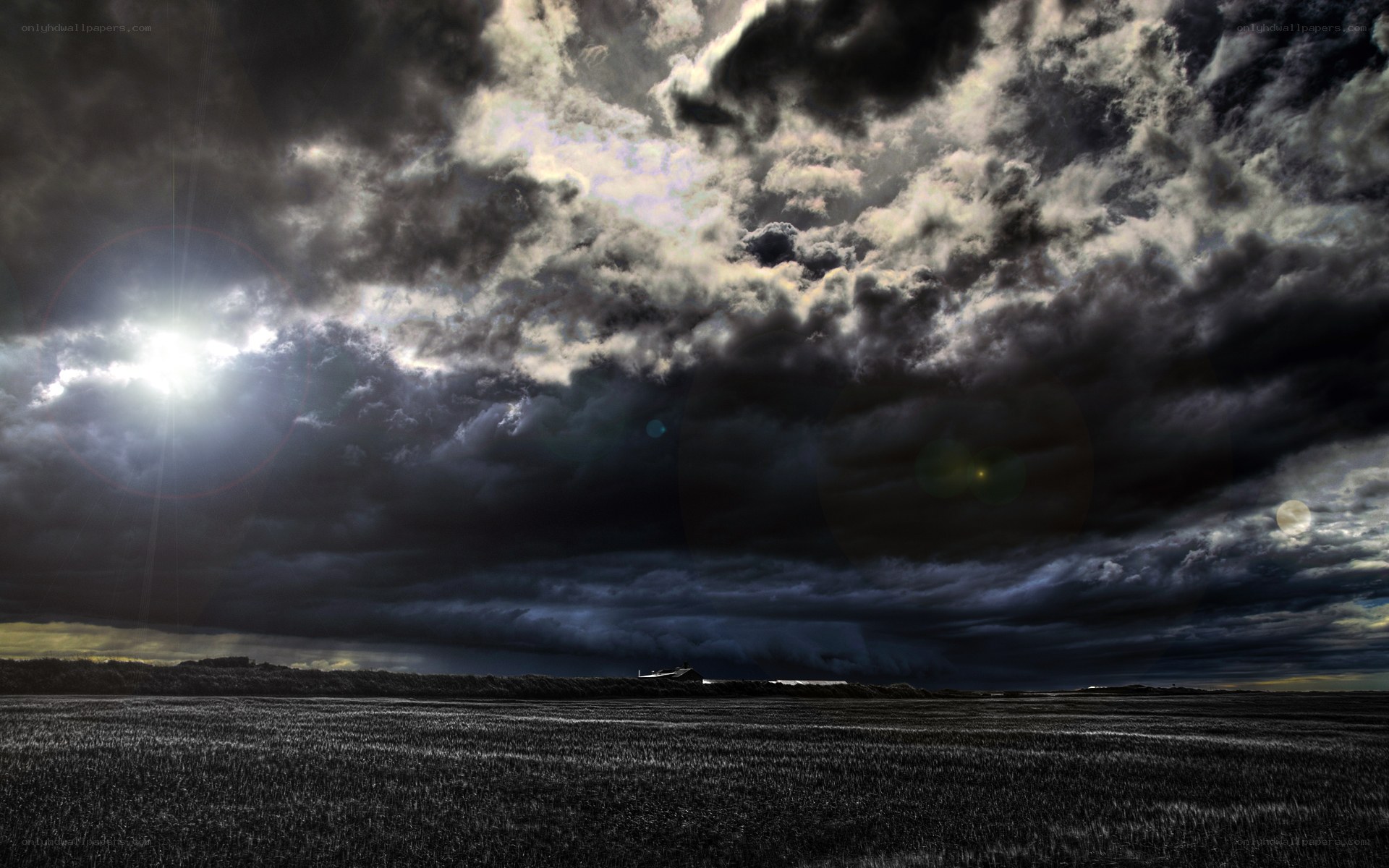 Dramatic storm over a field