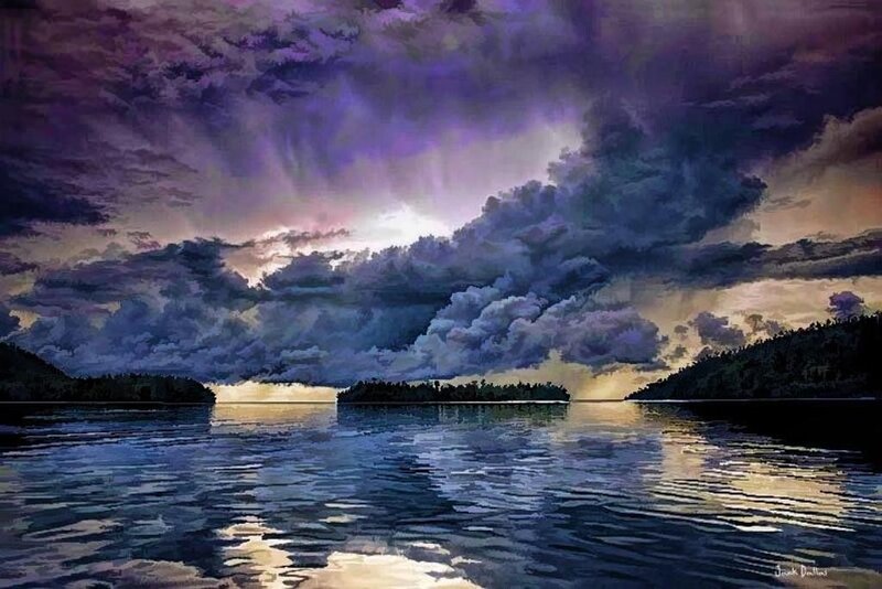 Dramatic storm over a lake