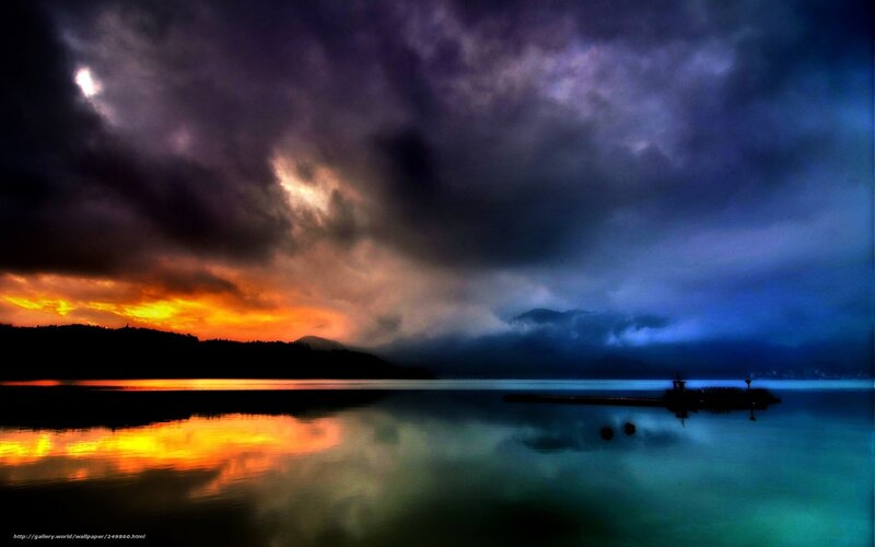 Dramatic storm over a lake