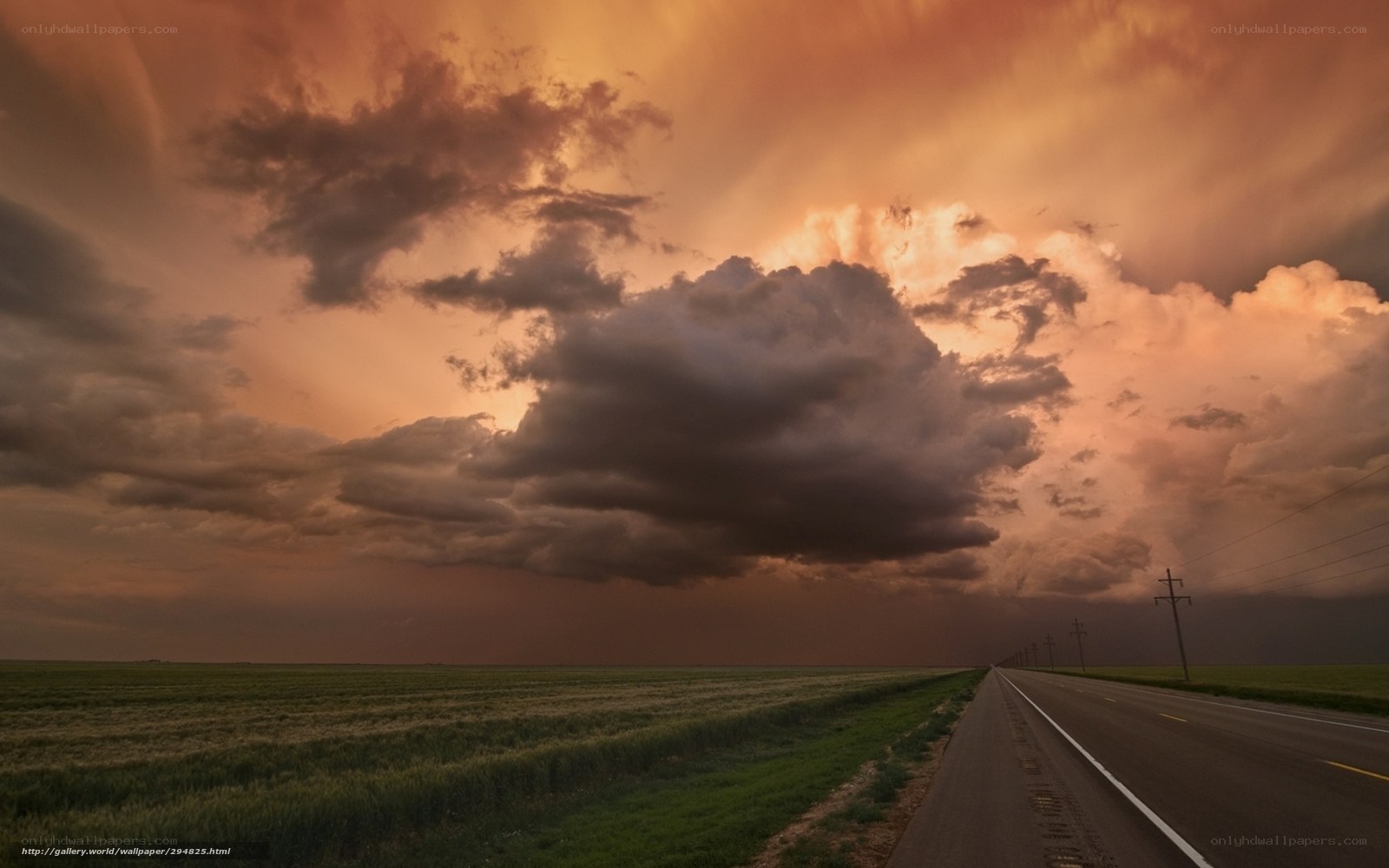 Dramatic storm over a rural road